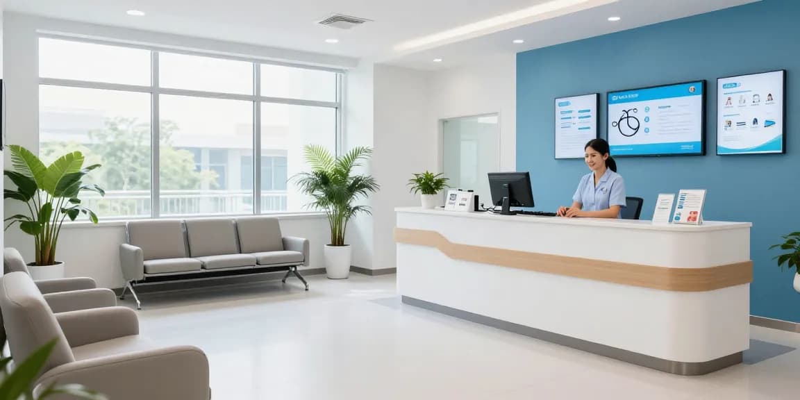 David Hoffmeister reviews in a modern healthcare facility emphasizing patient care and trust.