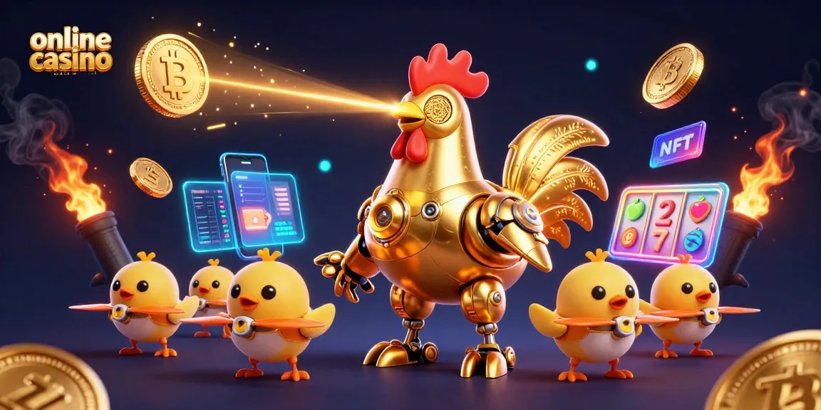 Experience excitement in an online casino Australia with vibrant gold symbols and crypto elements.