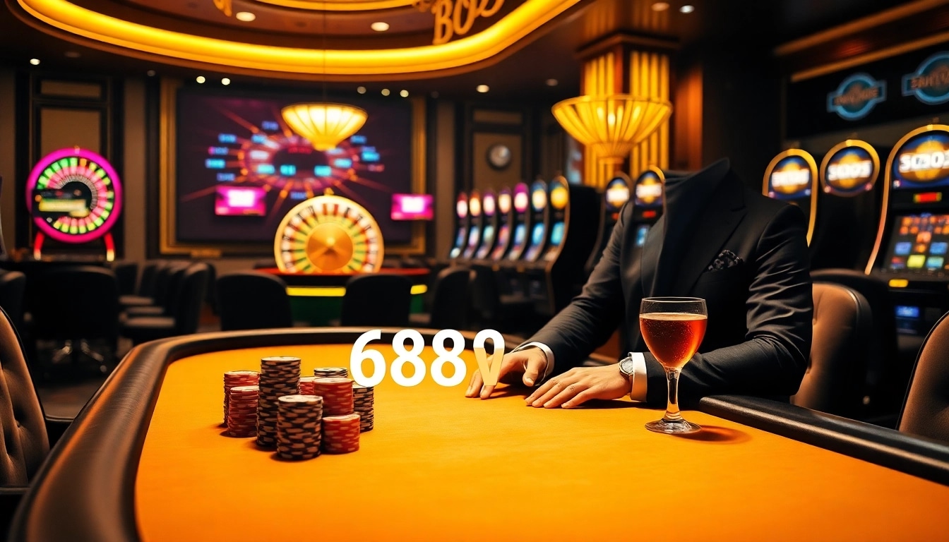 Experience the thrill of winning at the 688v poker table, showcasing luxury gaming elements and excitement.