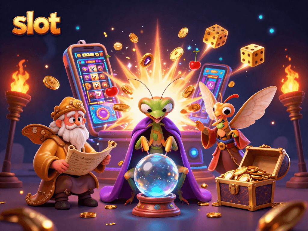 Experience thrilling slot gameplay with exciting symbols and vibrant casino aesthetics.