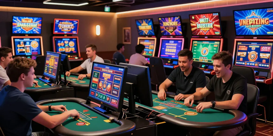 Excited gamers enjoying various games at gamebaidoithuong.is, showcasing a vibrant online casino environment.