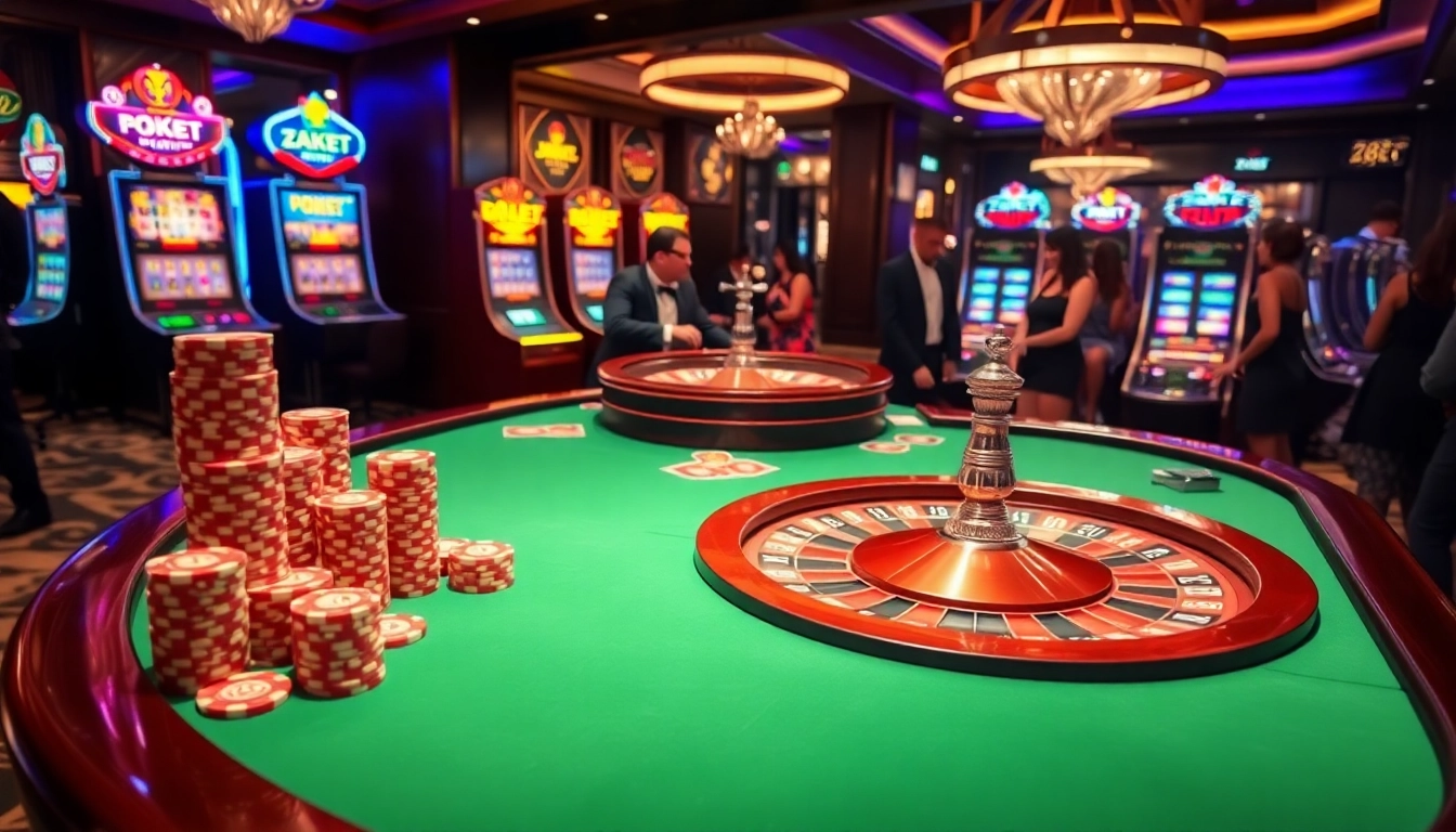 Engaged players experiencing the thrill of ZBET at a luxurious casino table.