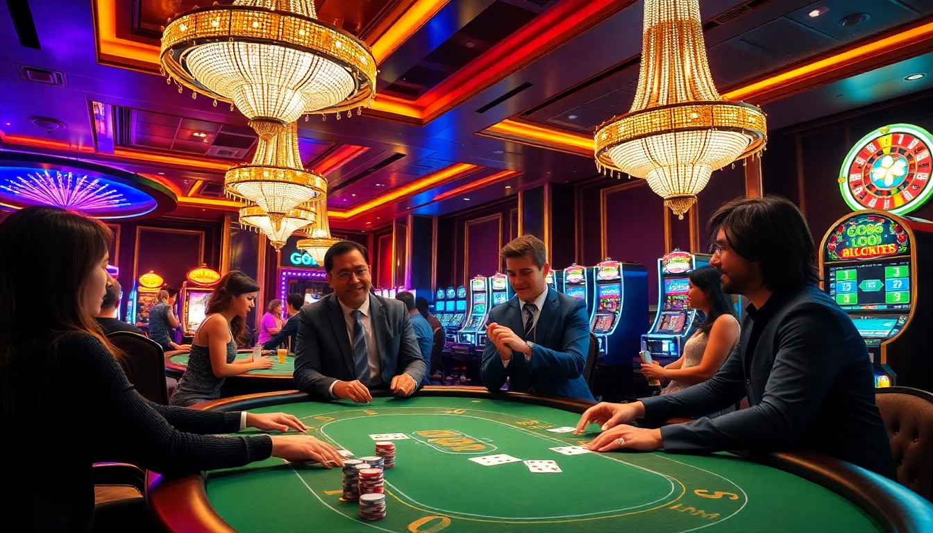 Engaging players at poker and roulette tables showcasing the exciting world of go88. com.
