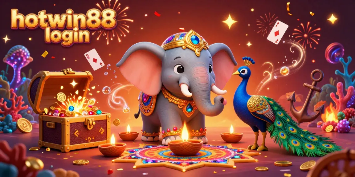 Experience hotwin88 login with vibrant Caribbean-themed casino illustration filled with treasure and celebration.