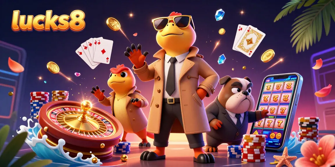 Experience the thrill of lucks8 with raptors sneaking into a VIP casino lounge amidst dynamic gambling elements.