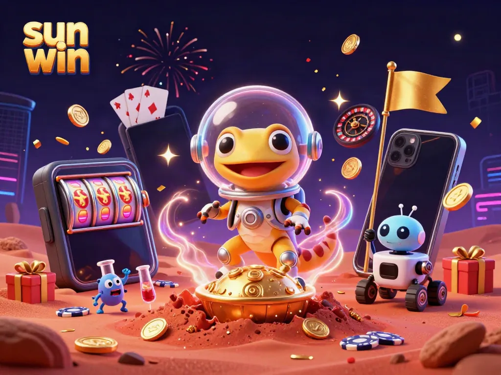Experience breathtaking fun with sun win as the Martian gecko explores an alien casino