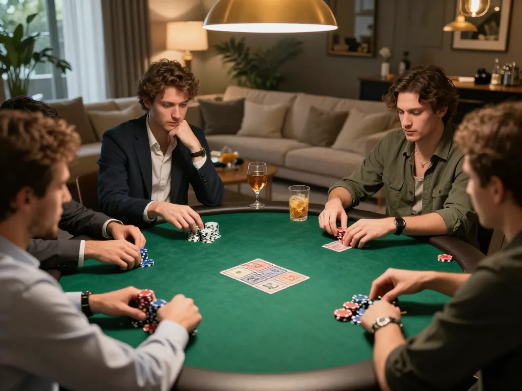 Engaged players enjoying poker at home with God55VN's interactive gaming