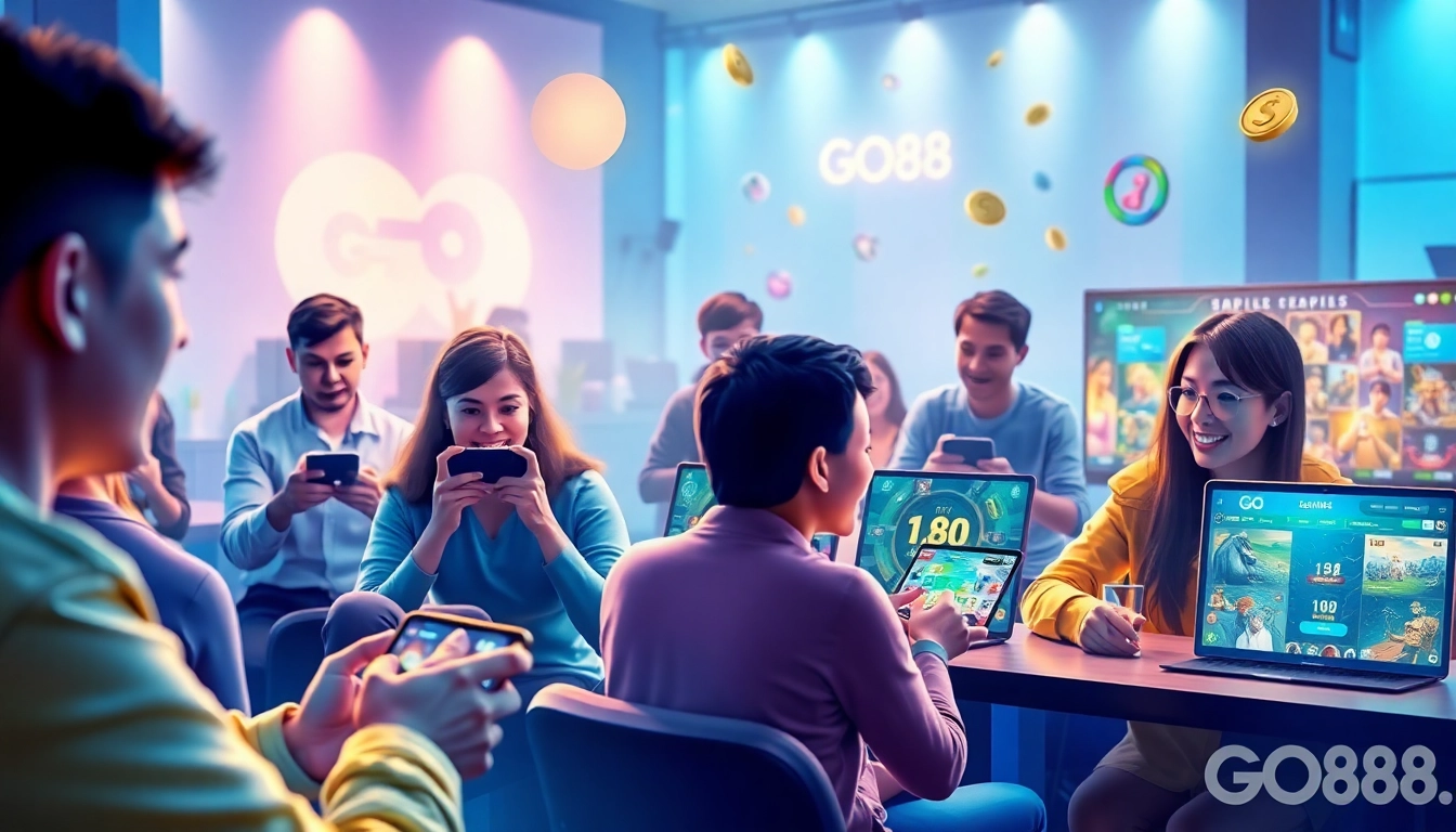 Interactive gaming environment showcasing players at https://go88.limited with vibrant colors and dynamic elements.