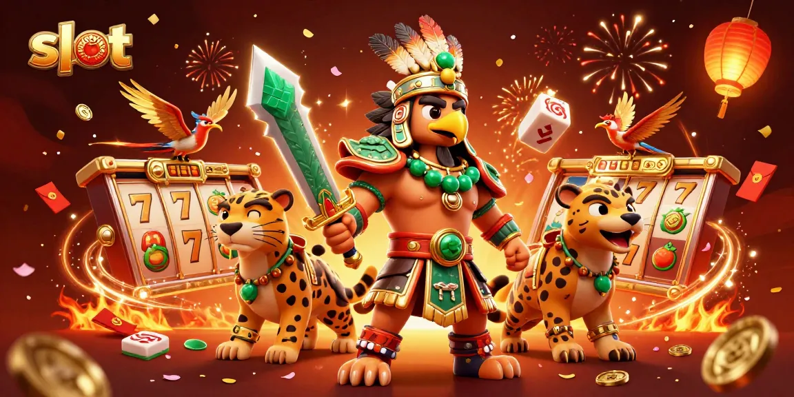 Slot gacor dengan simbol keberuntungan dan karakter Aztec yang siap menang besar.