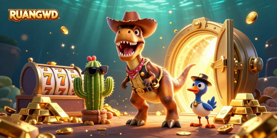 Interact with RUANGWD's thrilling gaming adventure featuring lively characters and stunning casino elements.