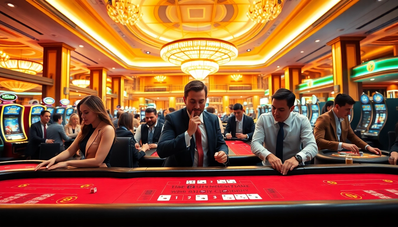 Spiele und Spaß erleben auf casino spiele.de in einem eleganten Kasino mit Lichtern und Spielern.