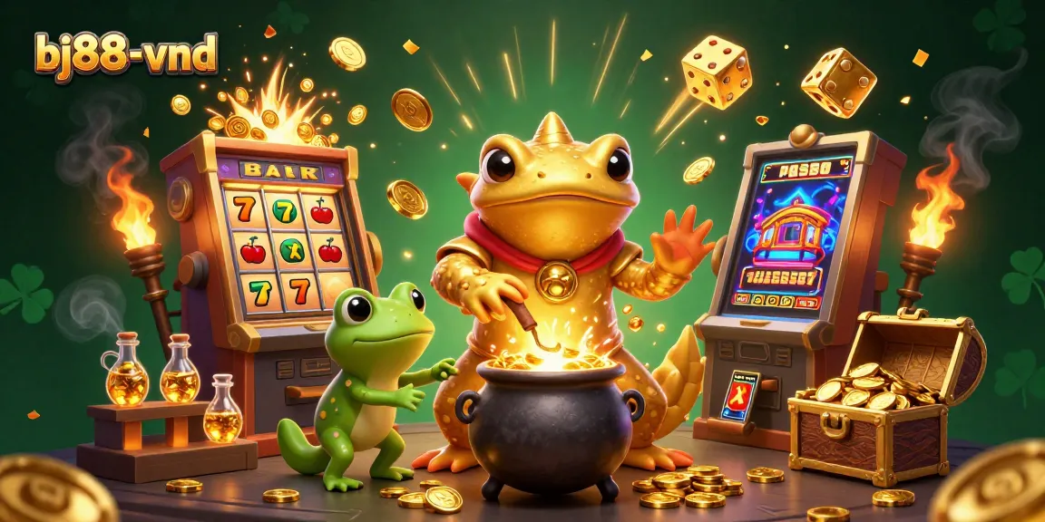 Engage with bj88-vnd's magical casino experience, featuring a golden salamander and thrilling gold coins.