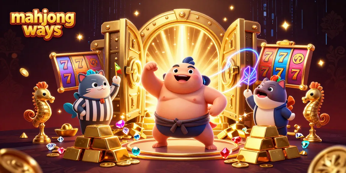 Engage with mahjong ways in this vibrant 3D casino illustration featuring lively game elements and characters.