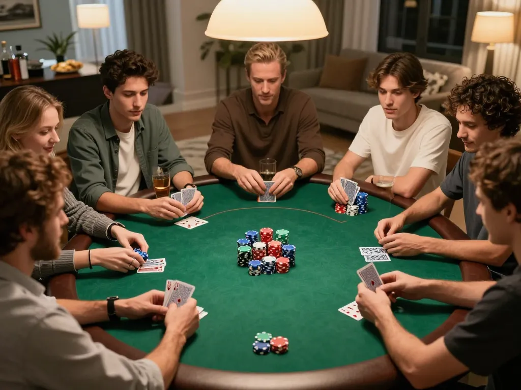 Players enjoying exciting game night with cm888 poker cards and vibrant chips