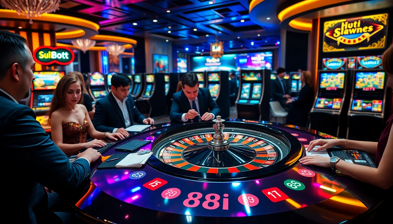 Players enjoying a thrilling roulette game at an upscale 88i casino table.