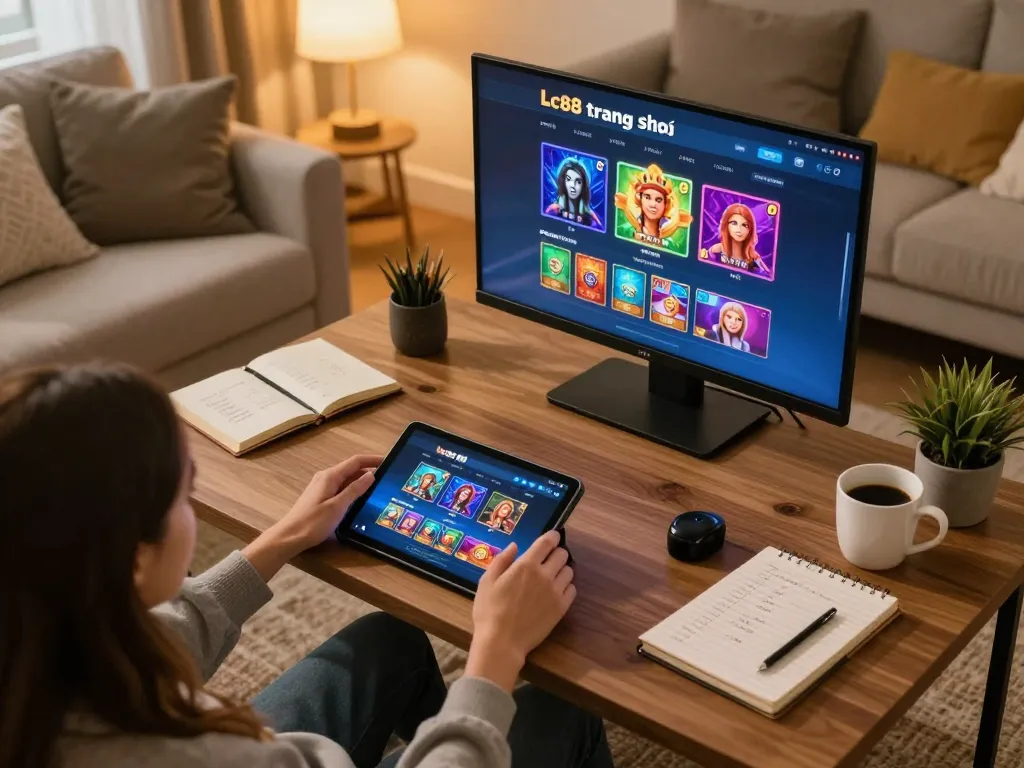 Engaging in online gameplay at Lc88 trang chủ in a cozy home setting with personalized strategies