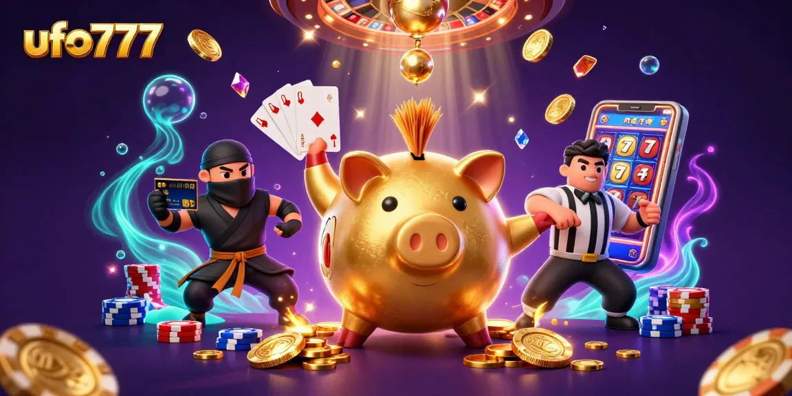 Engage with ufo777 in a thrilling scene of dynamic characters and vibrant casino elements.