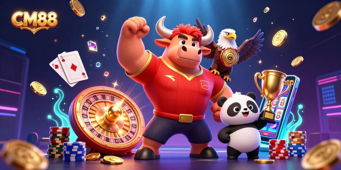 Join the excitement at CM88 with a vibrant scene of winning moments and casino elements.