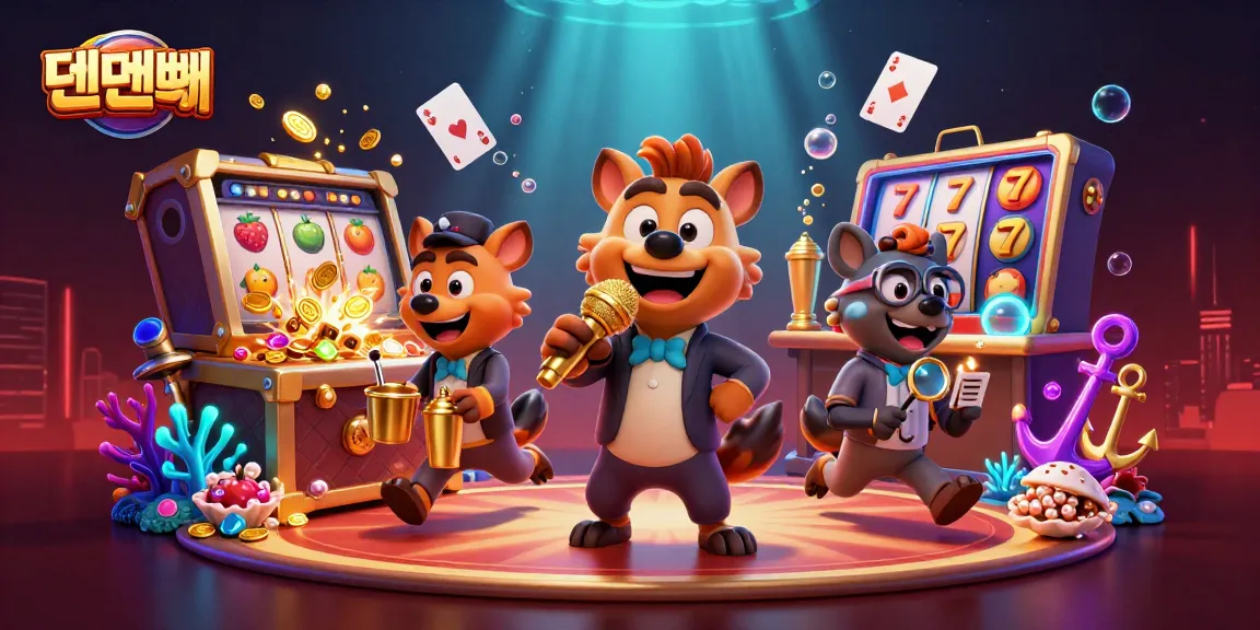 Experience the excitement of 텐텐벳 with hyenas in a vibrant casino scene featuring slots and laughter.