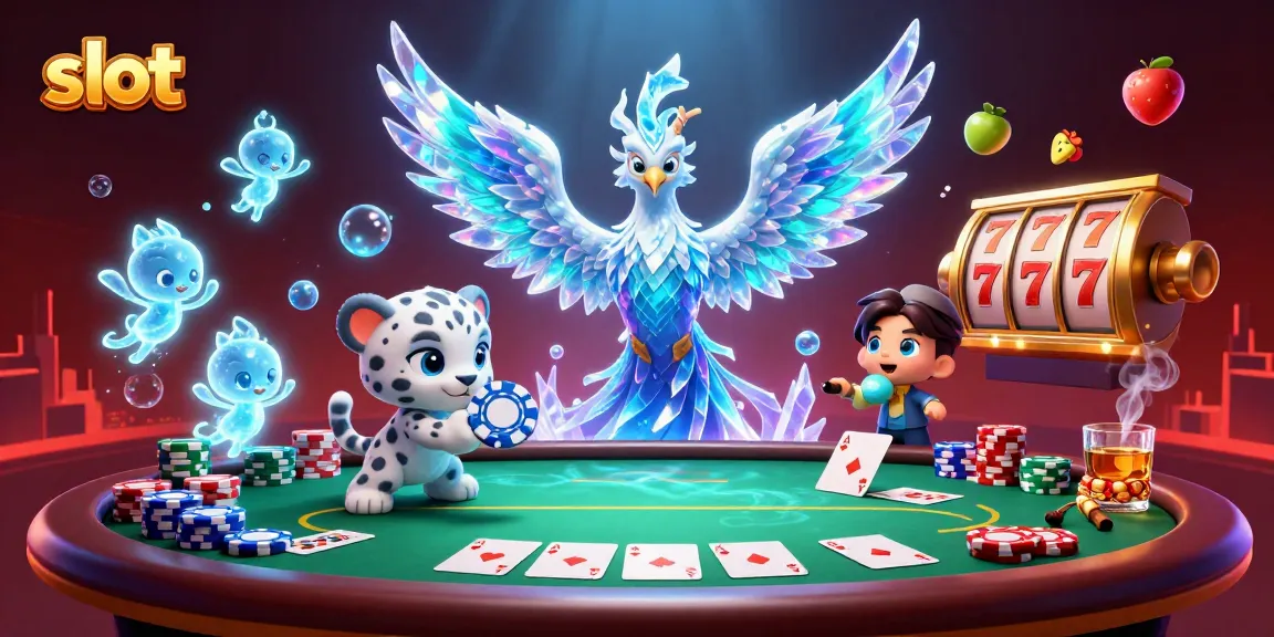 Experience exhilarating slot wins with a vibrant scene featuring a playful leopard and ice phoenix.