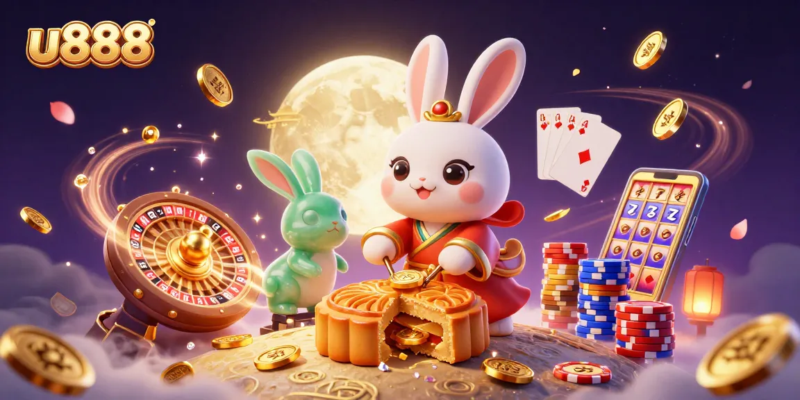 Experience thrilling gameplay with u888, showcasing casino elements and a vibrant lunar scene.