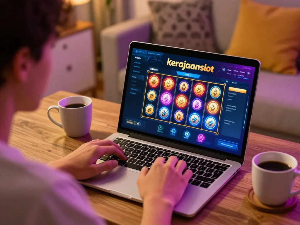 Engaging in kerajaanslot online gaming at home with cozy ambiance and strategy notes.