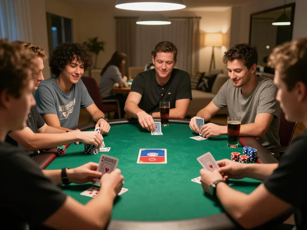 UGDEWA players strategizing during an exciting poker game, showcasing an engaging home gaming atmosphere.
