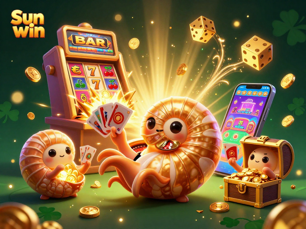 Experience the thrill of Sun win with our dazzling casino illustration of a giant nautilus and jackpot explosions.