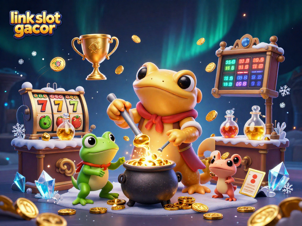 Experience the thrill of winning with link slot gacor as golden salamanders transmute winnings in this vibrant casino illustration.