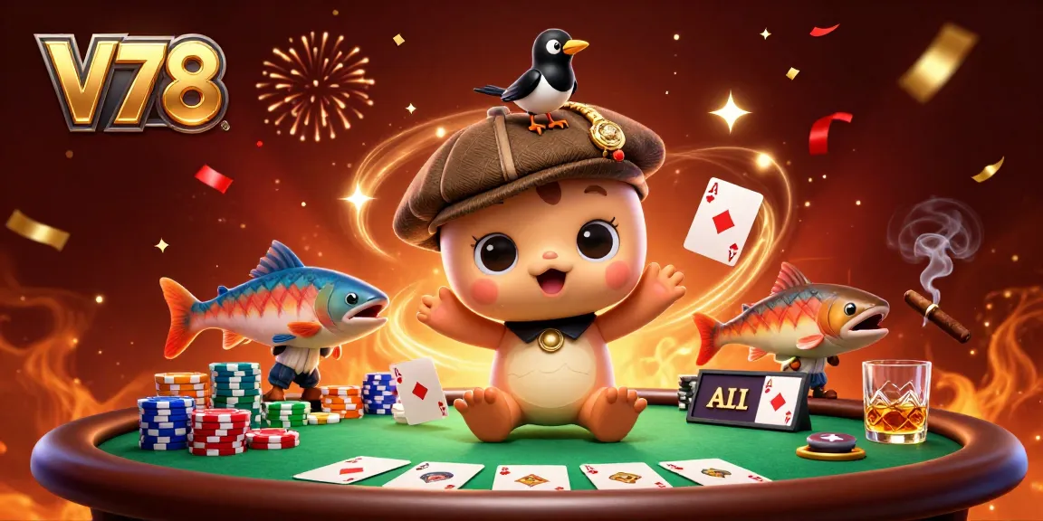 Rasakan permainan mendebarkan di V78 dengan chip poker berwarna-warni dan karakter dinamis dalam aksi.