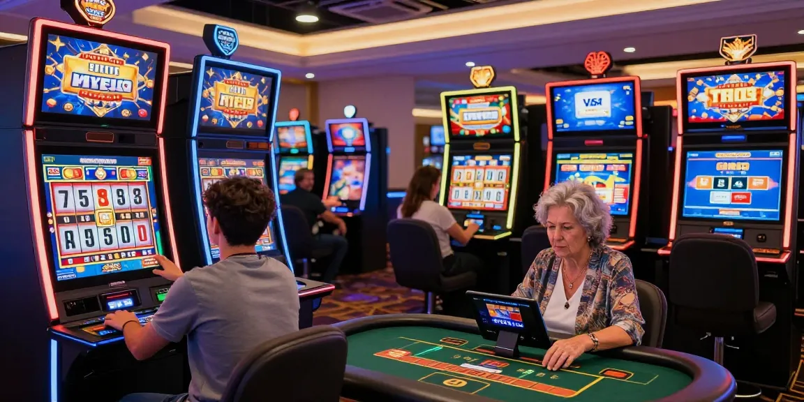 Players immersed in vibrant online gaming at https://eviz.org.uk credit card casinos, showcasing excitement and variety.