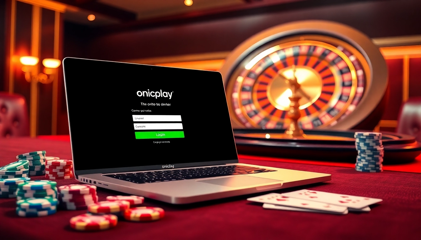 Log into onicplay and experience thrilling online gambling with casino chips, cards, and roulette.