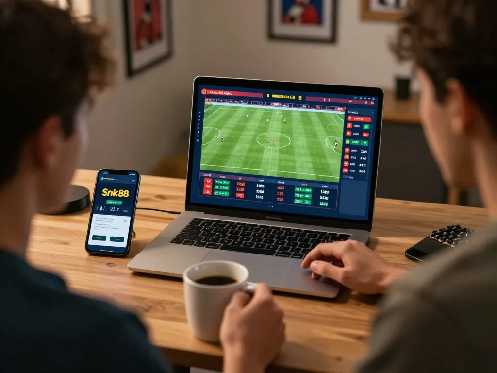 Experience snk88 online sports betting with live odds on a laptop while enjoying a strategical environment.