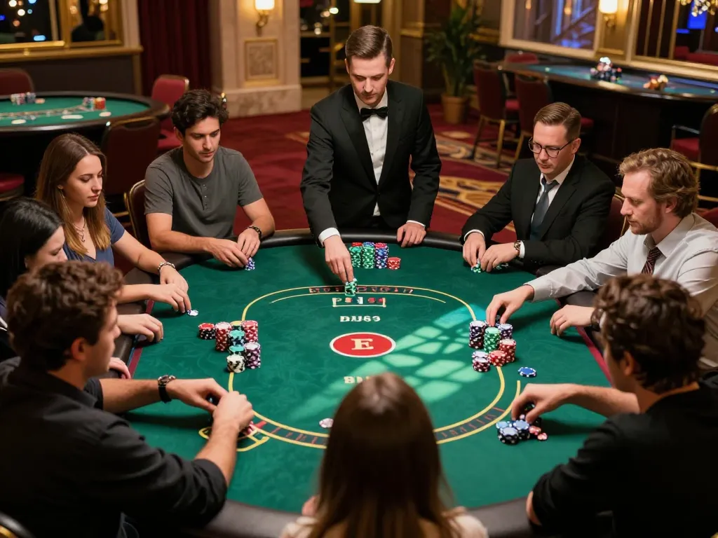 Experience the thrill of poker at HM88, featuring engaged players and vibrant casino atmosphere.