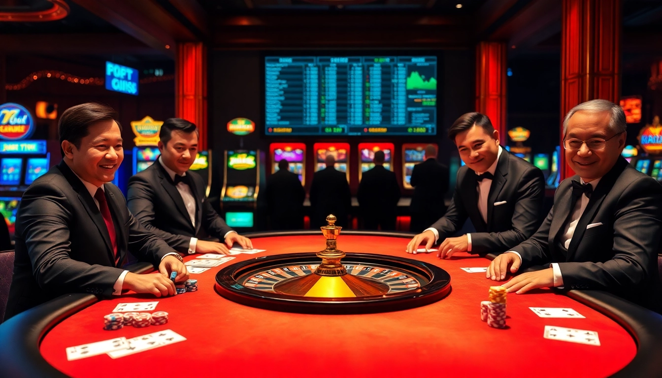 Implementing เทคนิคแทงบอล at a luxurious casino poker table with colorful chips and cards.
