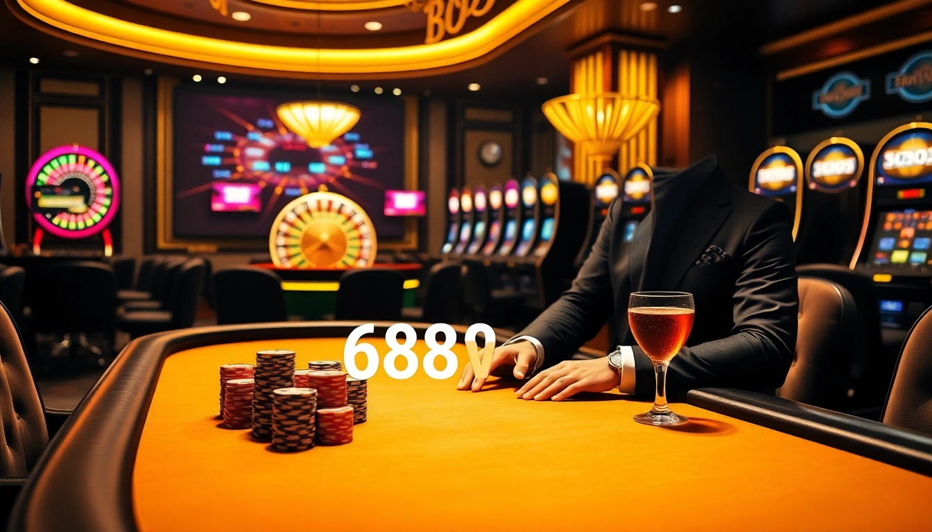 Experience the thrill of winning at the 688v poker table, showcasing luxury gaming elements and excitement.