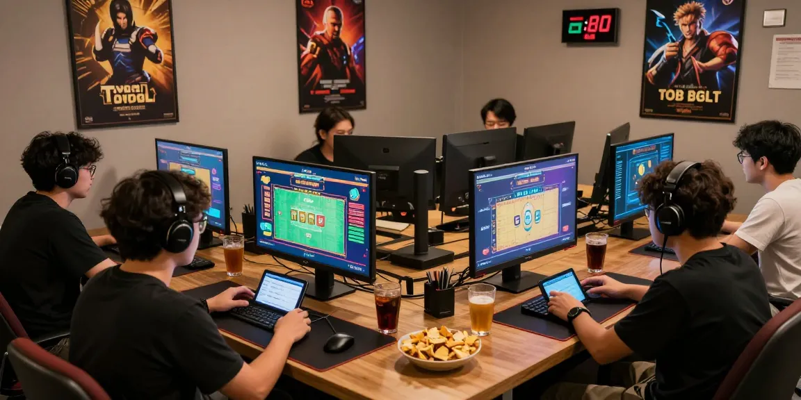 Exciting Toto Togel gaming scene with friends enjoying online games in a cozy environment.