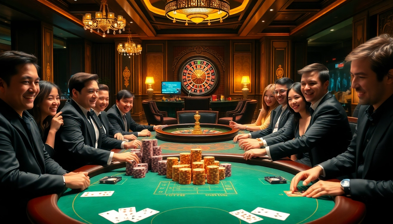 Exciting poker scene at https://789wins1.net/ showcasing players at a luxurious table with vibrant chips and cards.