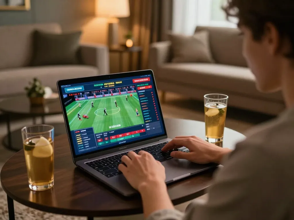 Engaging in sports betting on laptop at home showcases tg88 gaming experience.