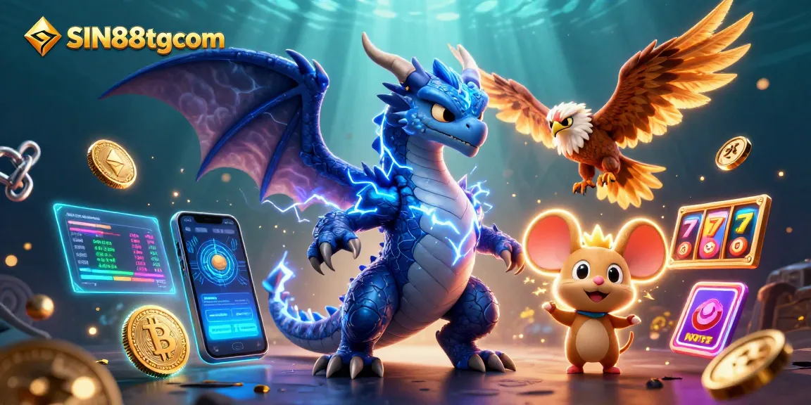 SIN88tgcom showcases an adventurous casino scene with dynamic slot elements and mythical characters.