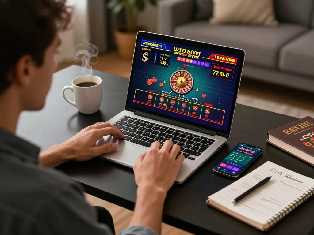 Player enjoying n188 com live dealer games on laptop, showcasing a strategic online gaming experience.