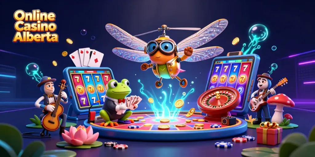 Experience the excitement of Online Casino Alberta with 3D characters and dynamic gaming elements.