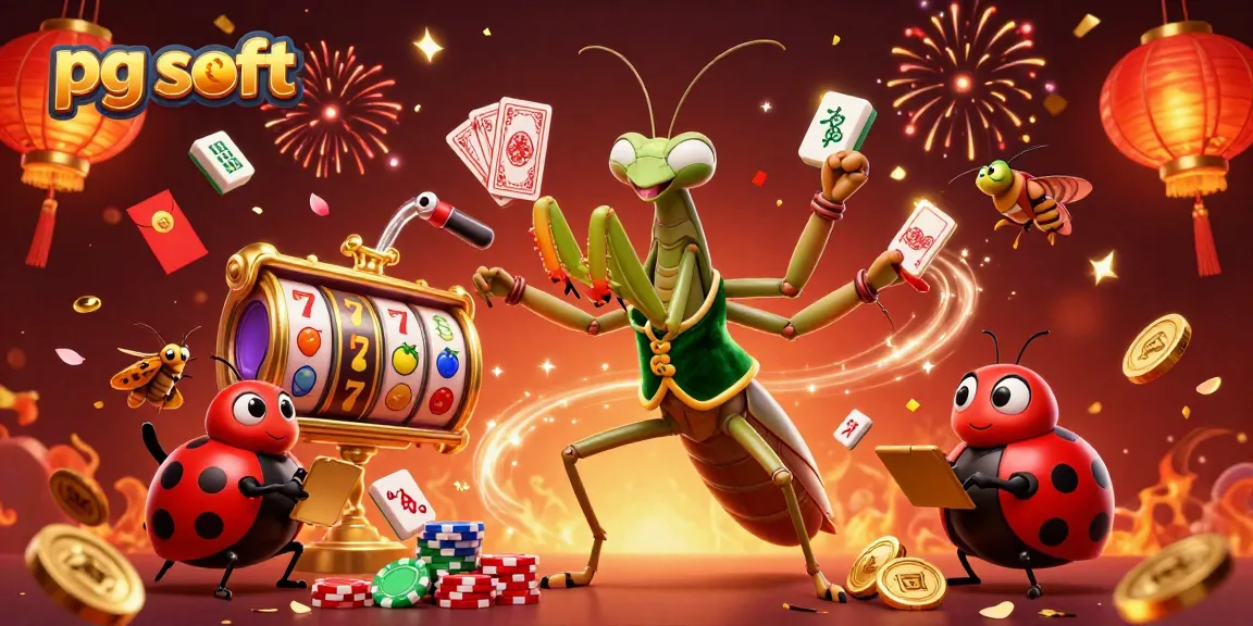 Experience pg soft gaming with dynamic slots, mahjong tiles, and festive casino visuals.