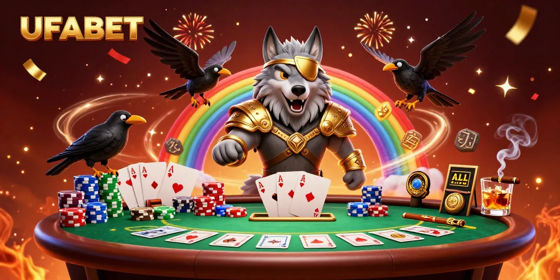 Experience thrilling gameplay at UFABET with a dynamic scene showcasing poker action and colorful casino elements.