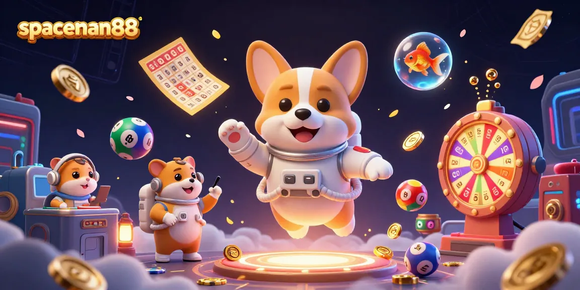 Engage in thrilling gameplay with spaceman88 as a corgi astronaut navigates a vibrant space casino.