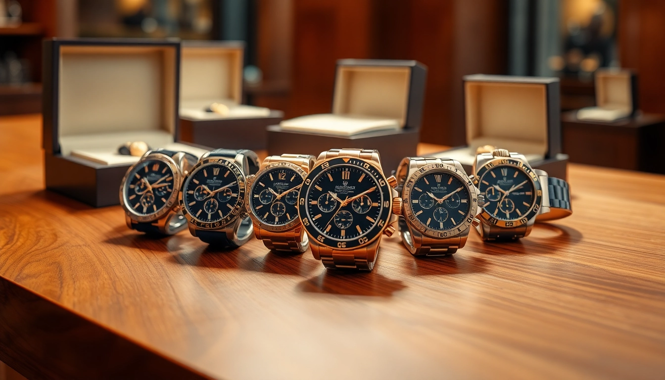 Showcasing exquisite replica watches on an elegant table, highlighting fine details.