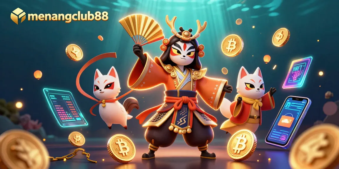 Experience the excitement at menangclub88 with vibrant 3D digital illustrations highlighting modern online gaming.