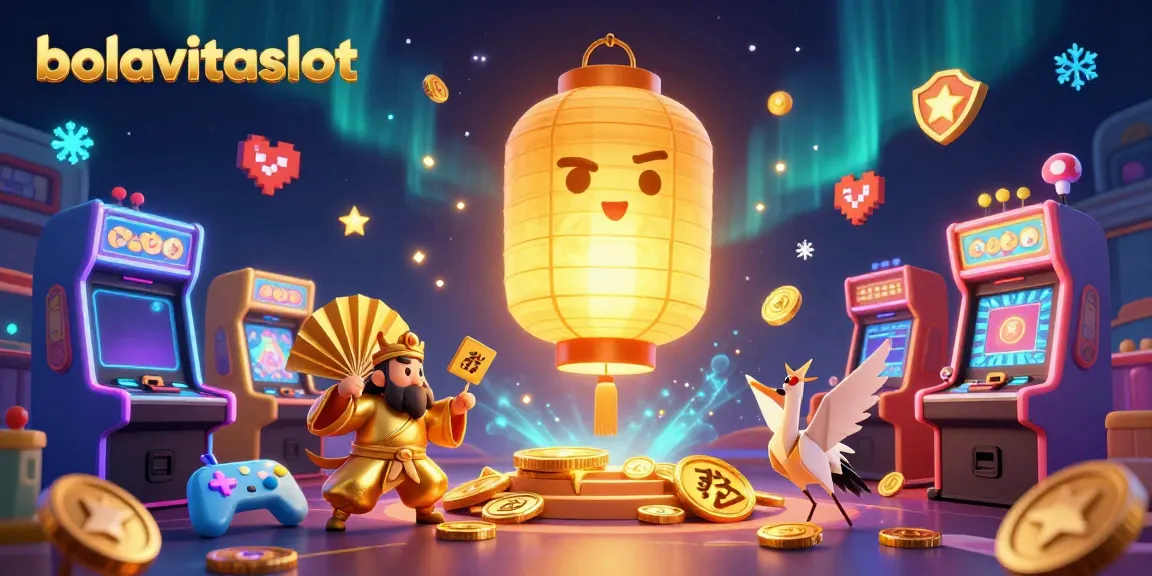 Engage with bolavitaslot's vibrant casino experience filled with golden lantern spirits, arcade games, and lucky symbols.