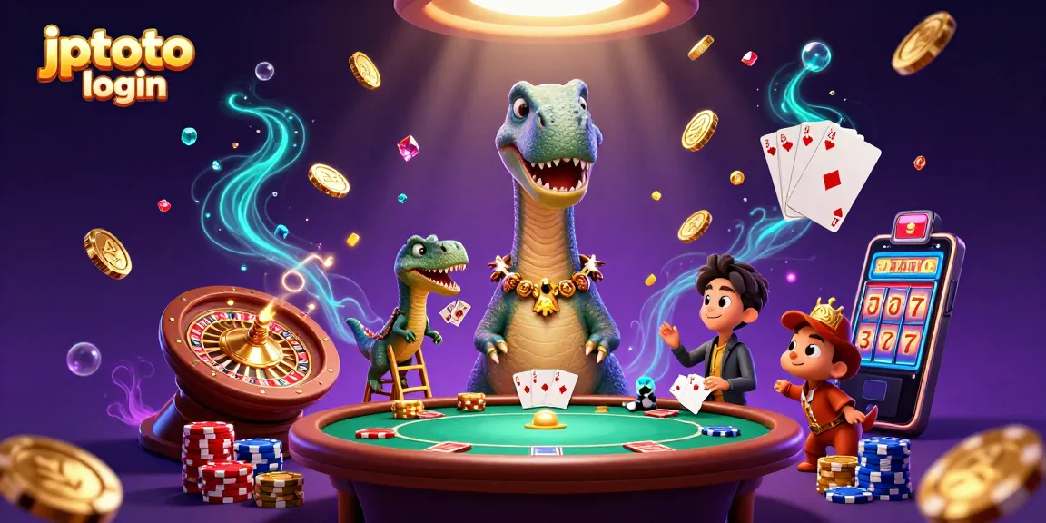 Experience thrilling gaming with jptoto login at our vibrant online casino featuring 3D dinosaur characters.