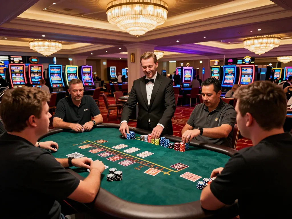 Players engaging in a thrilling game of blackjack at the sun win casino.